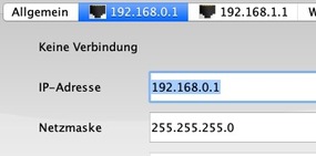 Einstellungen der IP-Adresse am Vermittlungsrechner in Filius.